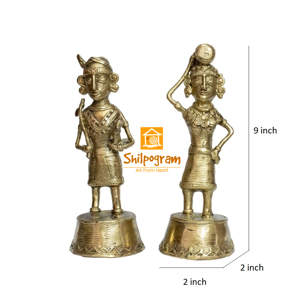 Chhattisgarh Bastar Dhokra Art Brass Metal Maria Tribal Couple Decorative Showpiece || D0112