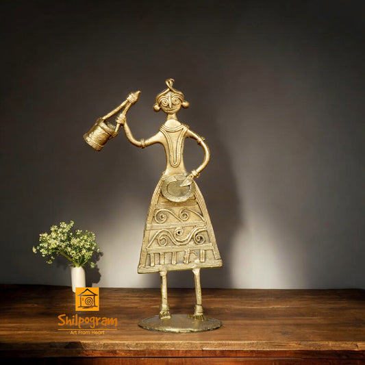 Dhokra Art Brass Metal Baul Decorative Showpiece (6 inch) || D153