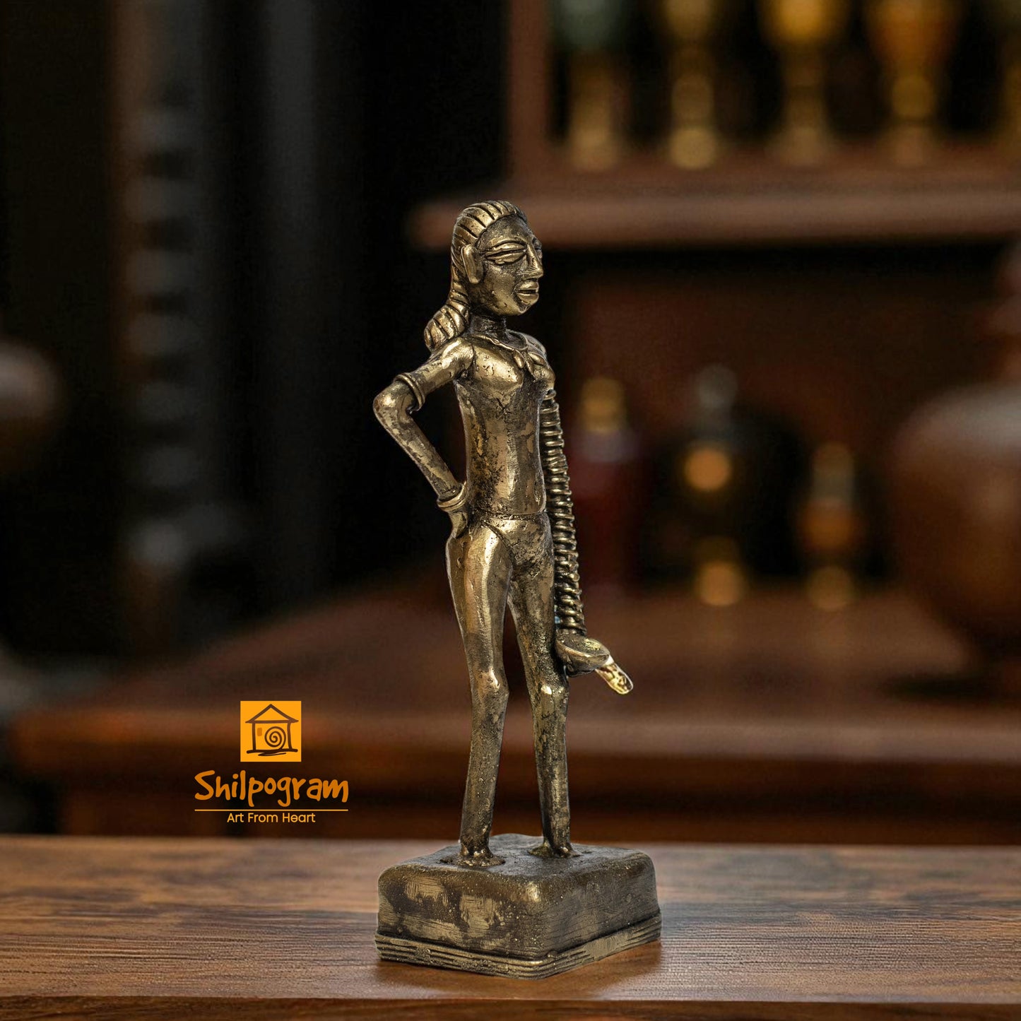 Dhokra Art Brass Metal Artifact Harappan Dancing Girl Replica of The Ancient Indus Valley Civilization || 7 inch || D178
