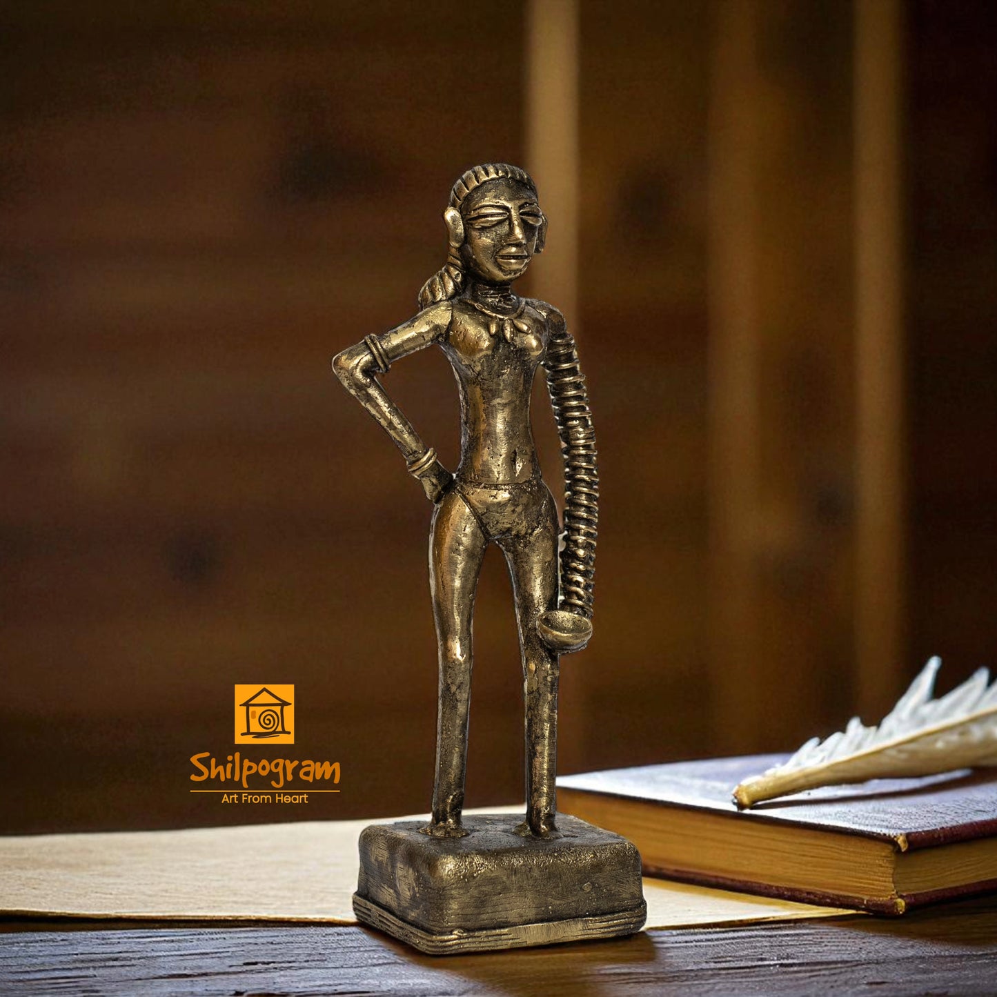 Dhokra Art Brass Metal Artifact Harappan Dancing Girl Replica of The Ancient Indus Valley Civilization || 7 inch || D178