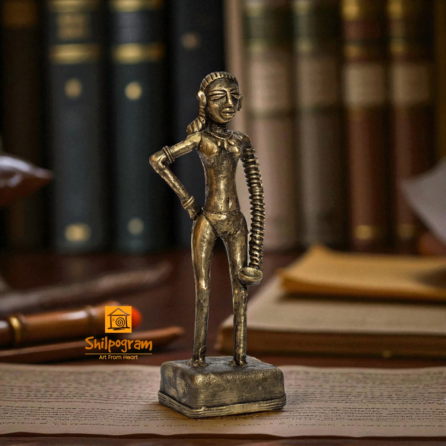 Dhokra Art Brass Metal Artifact Harappan Dancing Girl Replica of The Ancient Indus Valley Civilization || 7 inch || D178