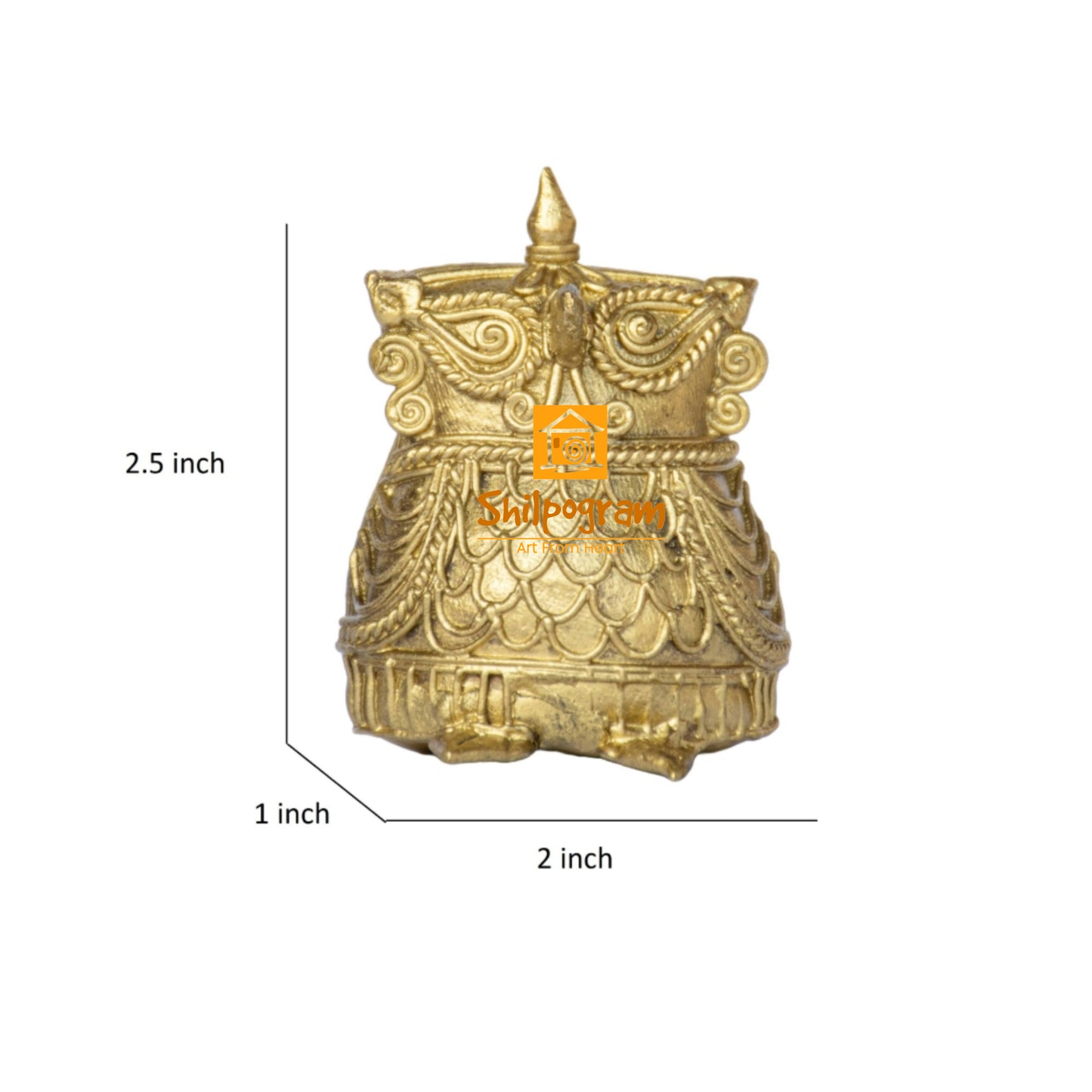 Dhokra Art Brass Metal Craft Owl Decorative Showpiece || D170 (H x W x L)= 2.5 inch x 1 inch x 2 inch