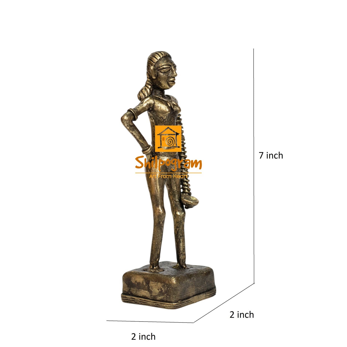 Dhokra Art Brass Metal Artifact Harappan Dancing Girl Replica of The Ancient Indus Valley Civilization || 7 inch || D178