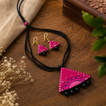 Handcrafted Terracotta Jewellery Set for Women | Indian Traditional Clay Necklace & Earrings | Ethnic Fashion Jewellery | TRN177