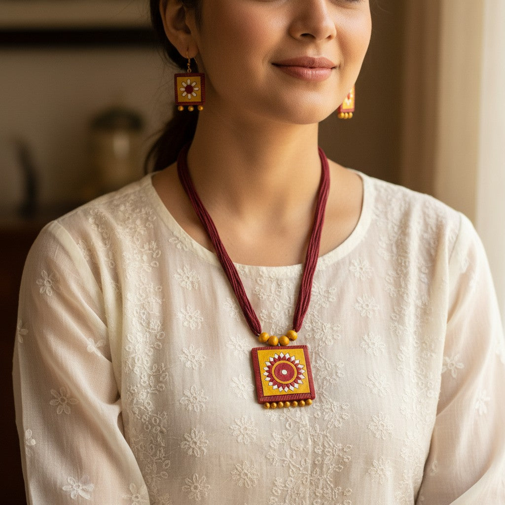 Handmade Terracotta Jewelry Set for Woman TRN115