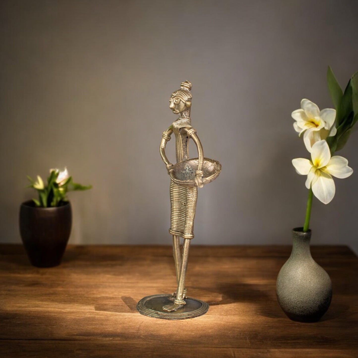 Dhokra Art Brass Metal Tribal Woman Home Decor || D81