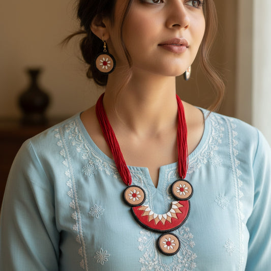Handmade Terracotta Jewelry Set for Woman TRN108