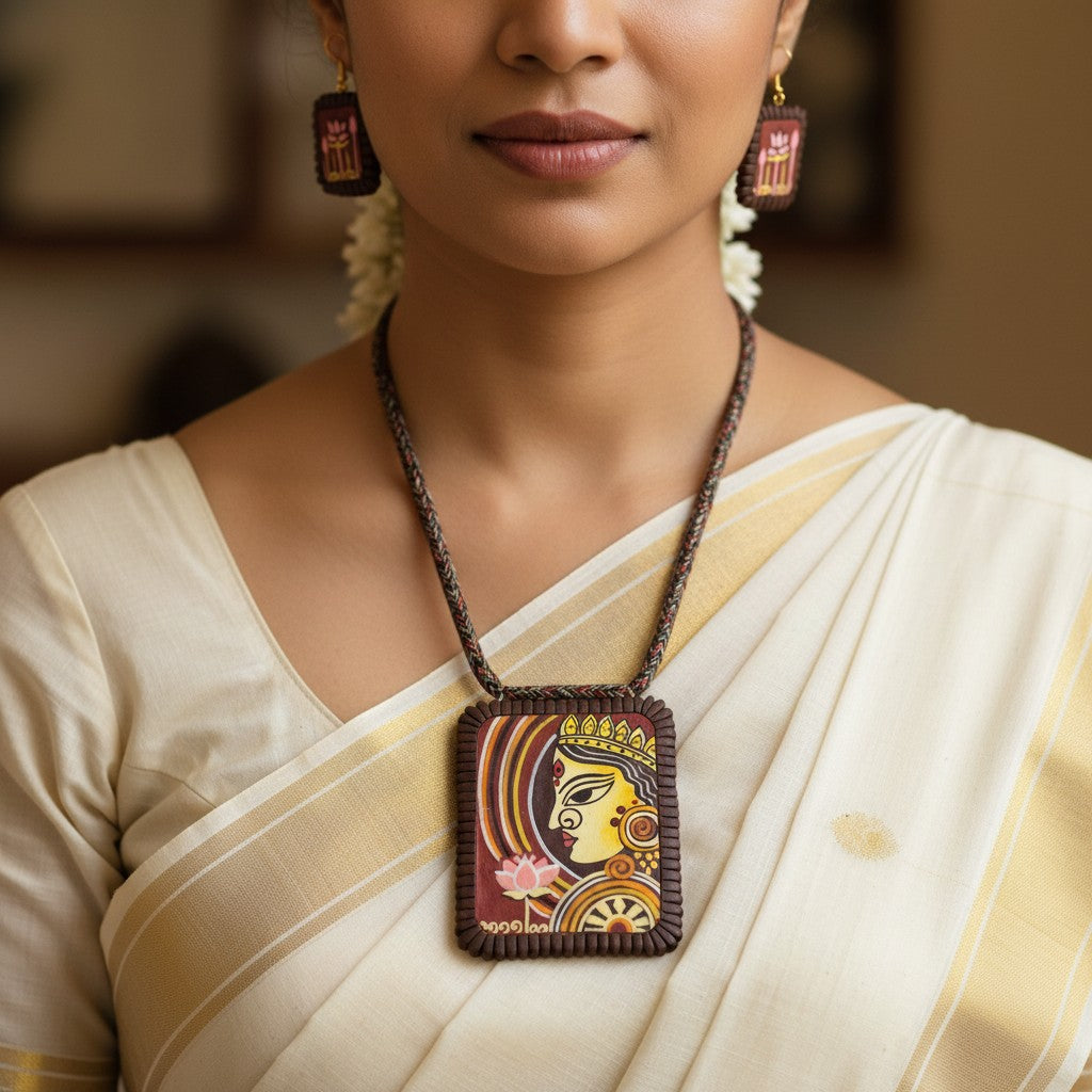 Handmade Terracotta Jewelry Set Devi Durga TRN171