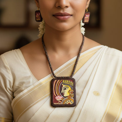 Handmade Terracotta Jewelry Set Devi Durga TRN171