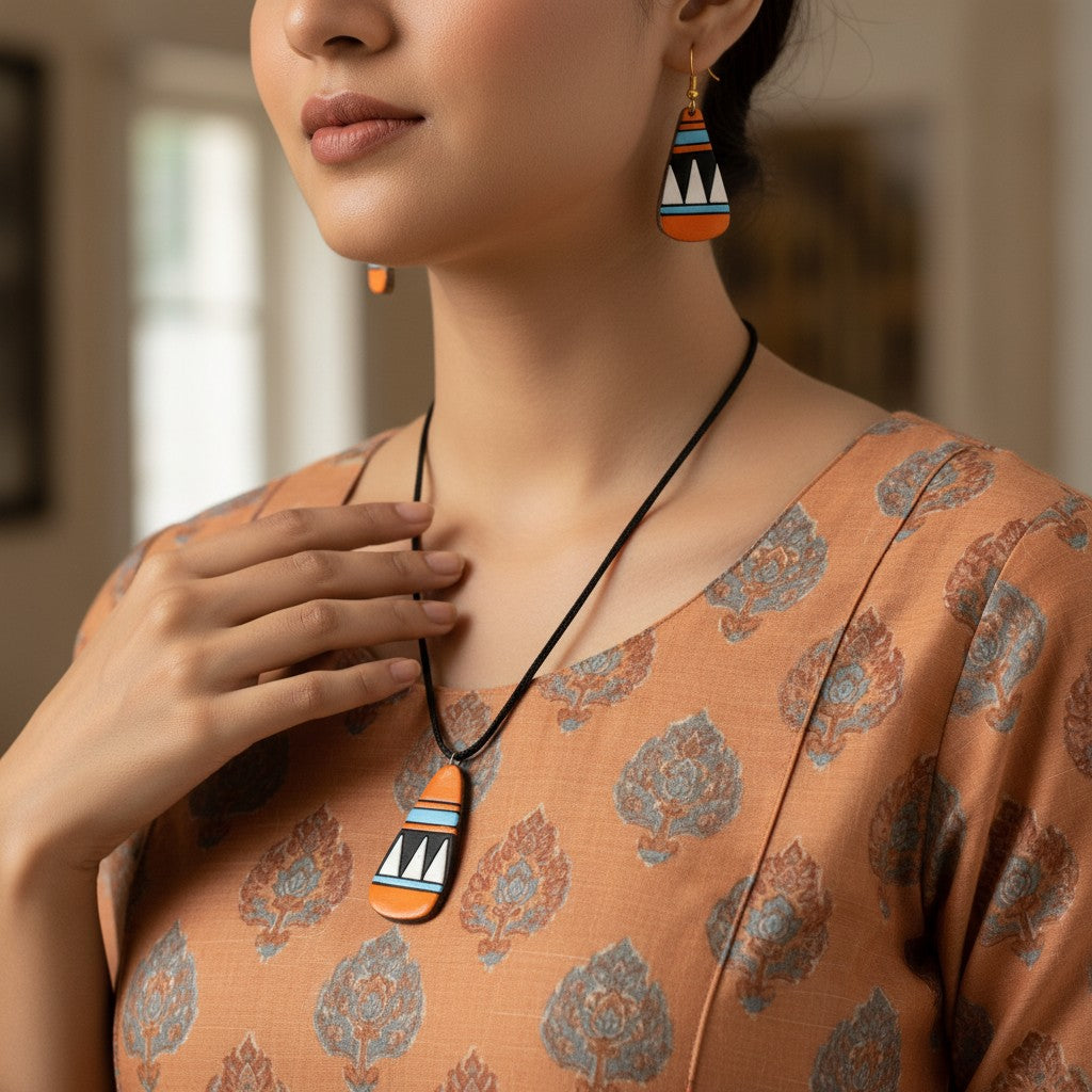 Handmade Terracotta Jewelry Set for Women TRN167