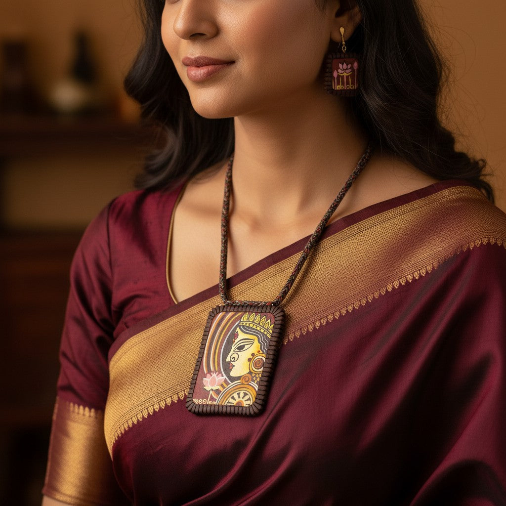 Handmade Terracotta Jewelry Set Devi Durga TRN171