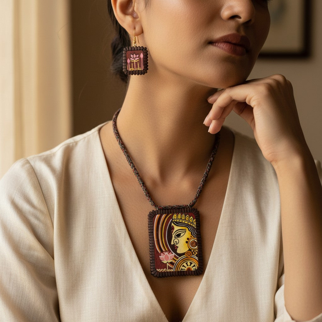 Handmade Terracotta Jewelry Set Devi Durga TRN171