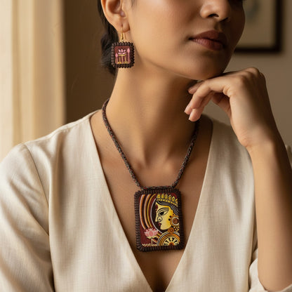 Handmade Terracotta Jewelry Set Devi Durga TRN171