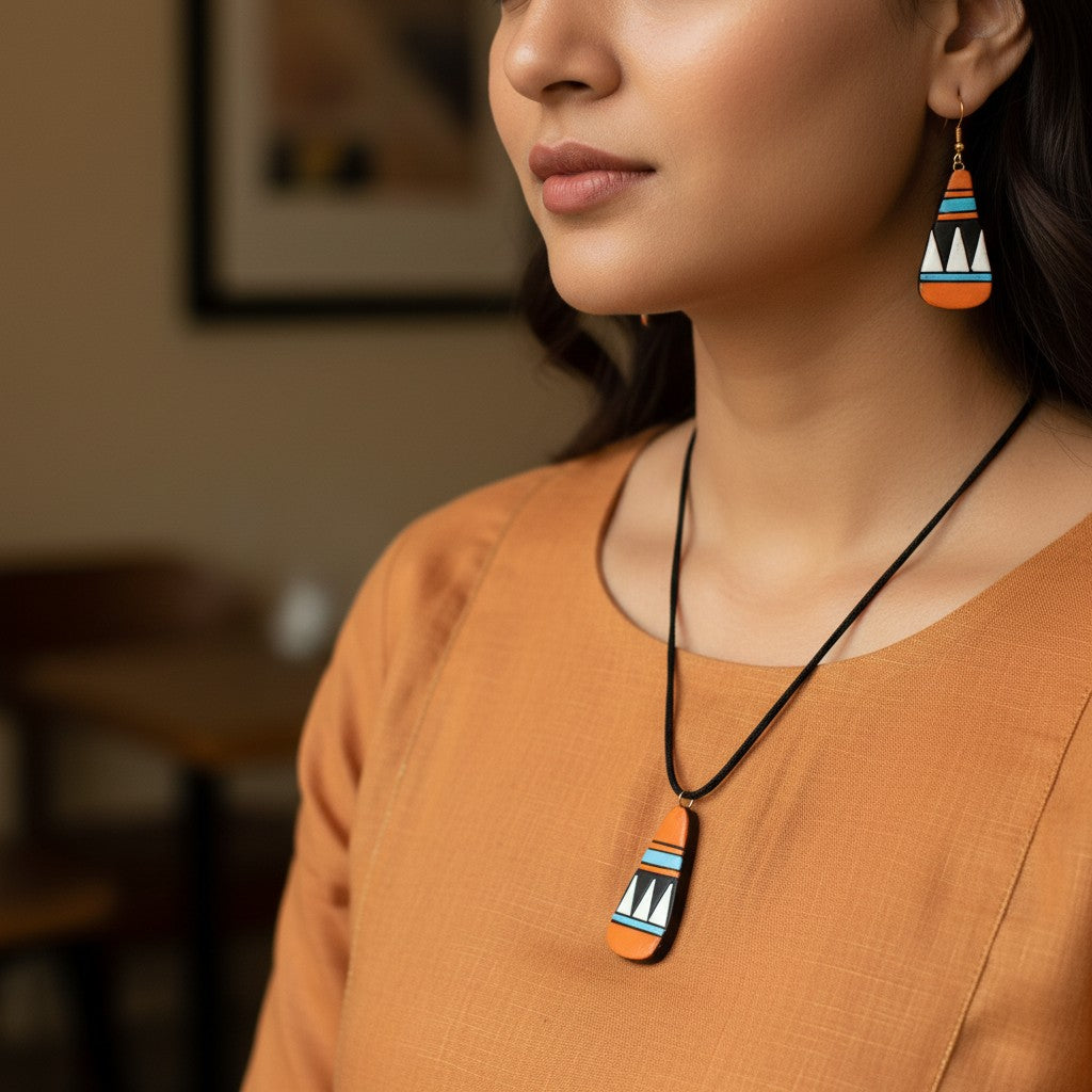 Handmade Terracotta Jewelry Set for Women TRN167