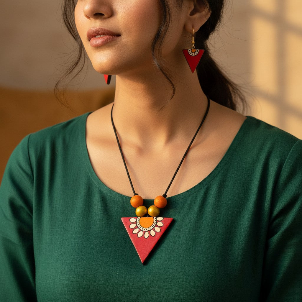 Handmade Terracotta Jewelry Set for Women TRN170