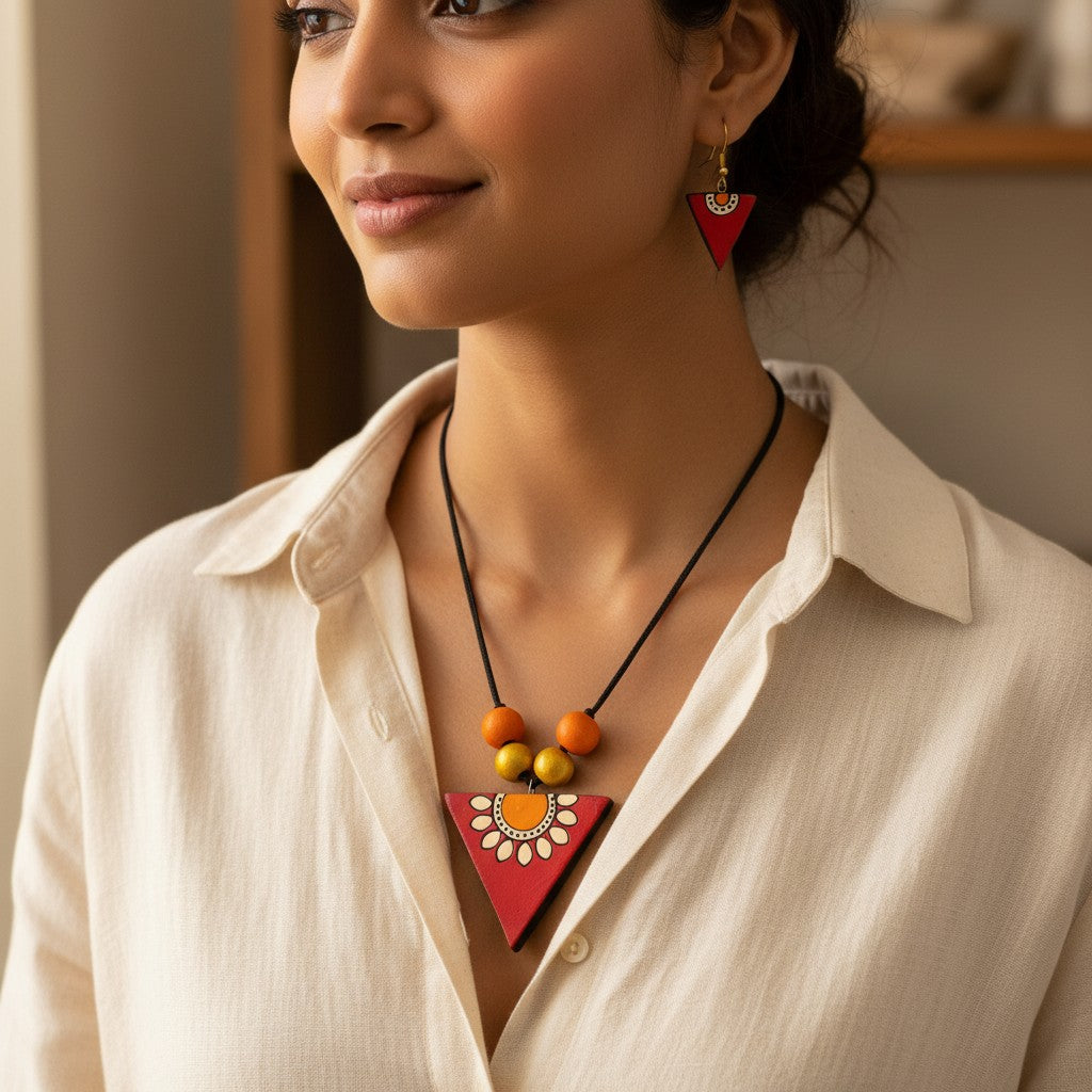 Handmade Terracotta Jewelry Set for Women TRN170