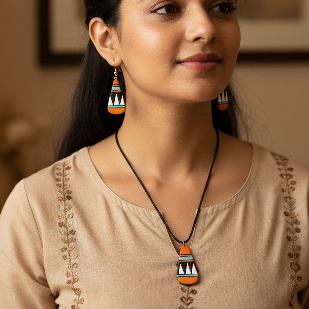 Handmade Terracotta Jewelry Set for Women TRN167