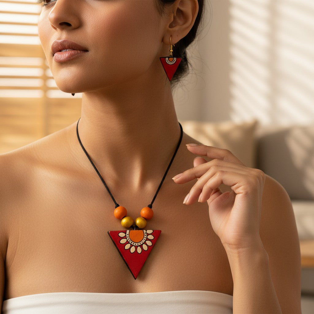 Handmade Terracotta Jewelry Set for Women TRN170
