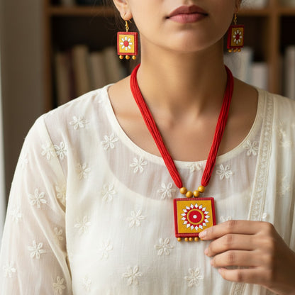 Handmade Terracotta Jewelry Set for Woman TRN115
