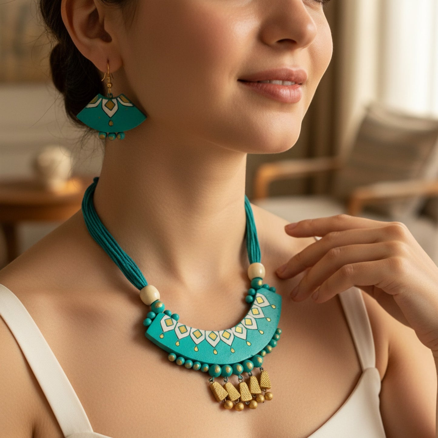 Handmade Terracotta Jewelry Set for Woman TRN107
