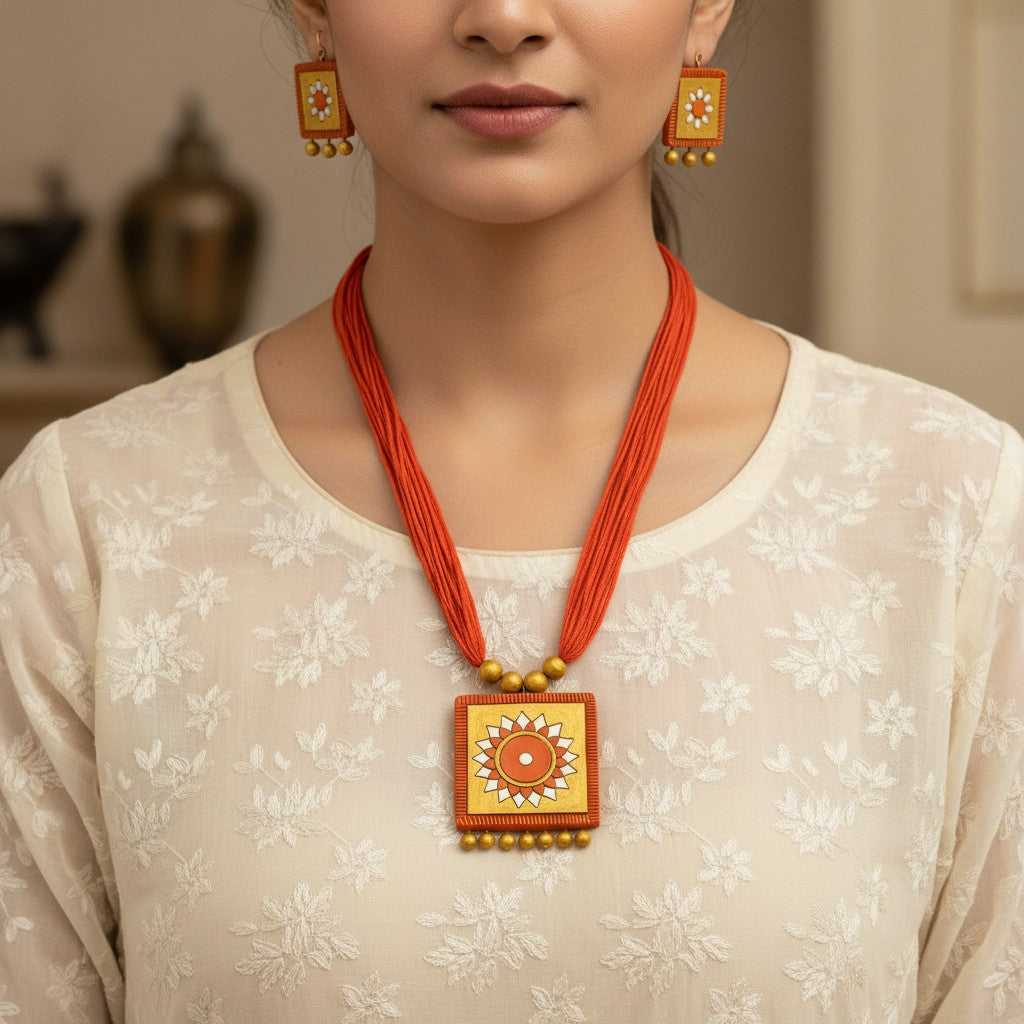 Handmade Terracotta Jewelry Set for Woman TRN115
