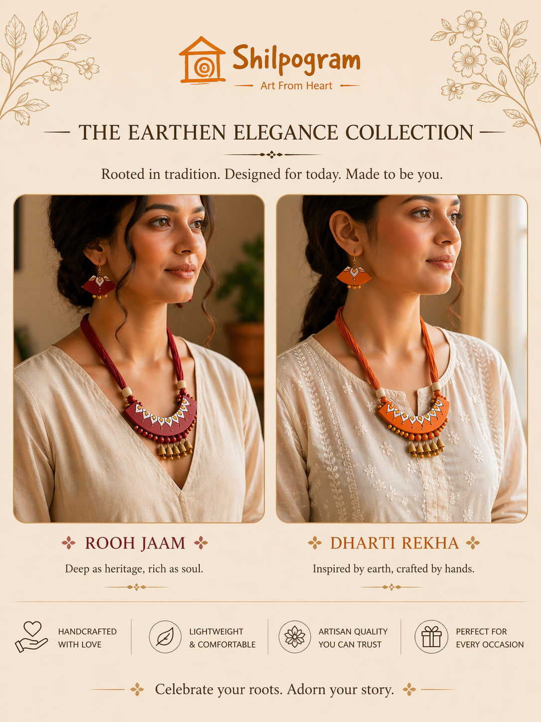 Handmade Terracotta Jewelry Set for Woman TRN107