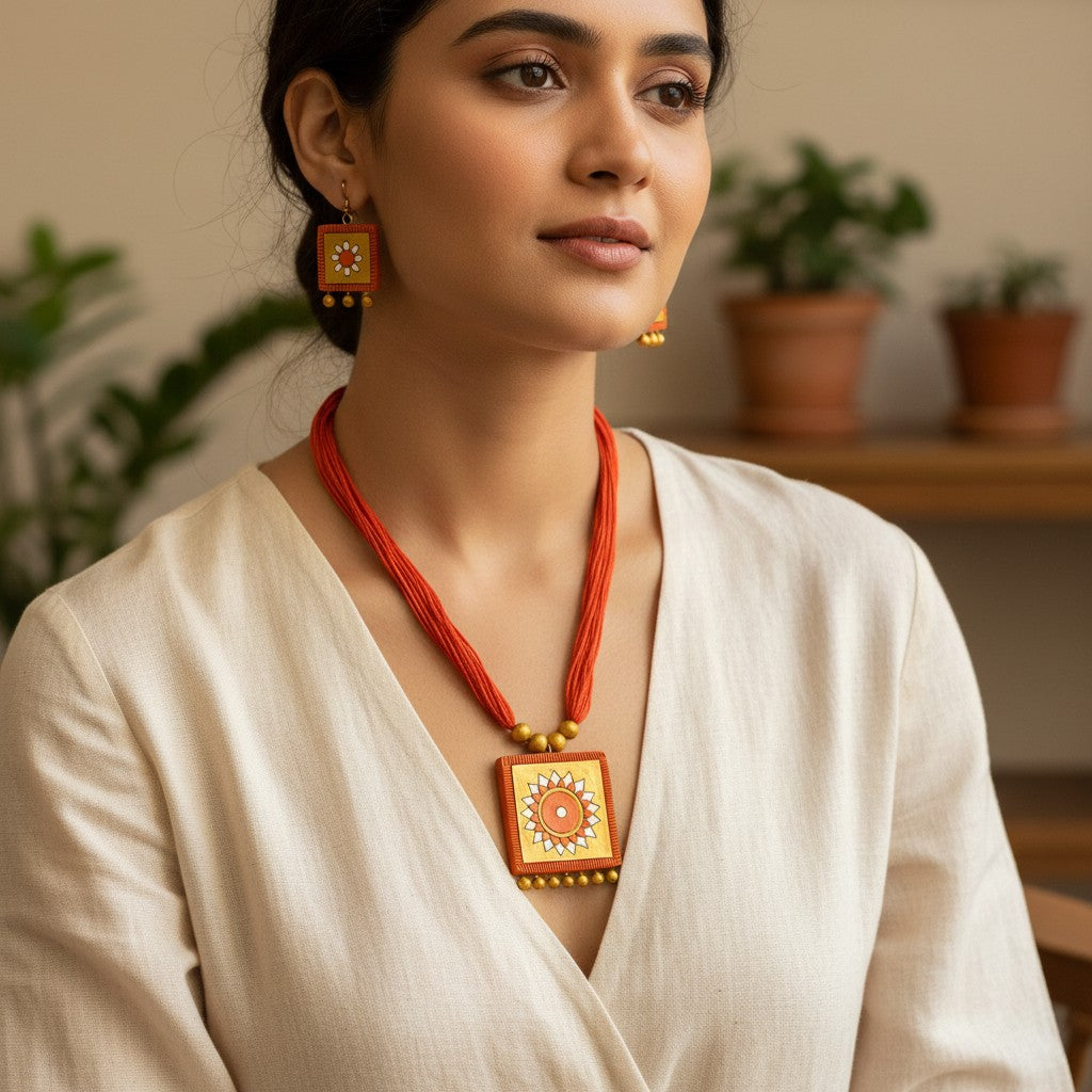 Handmade Terracotta Jewelry Set for Woman TRN115