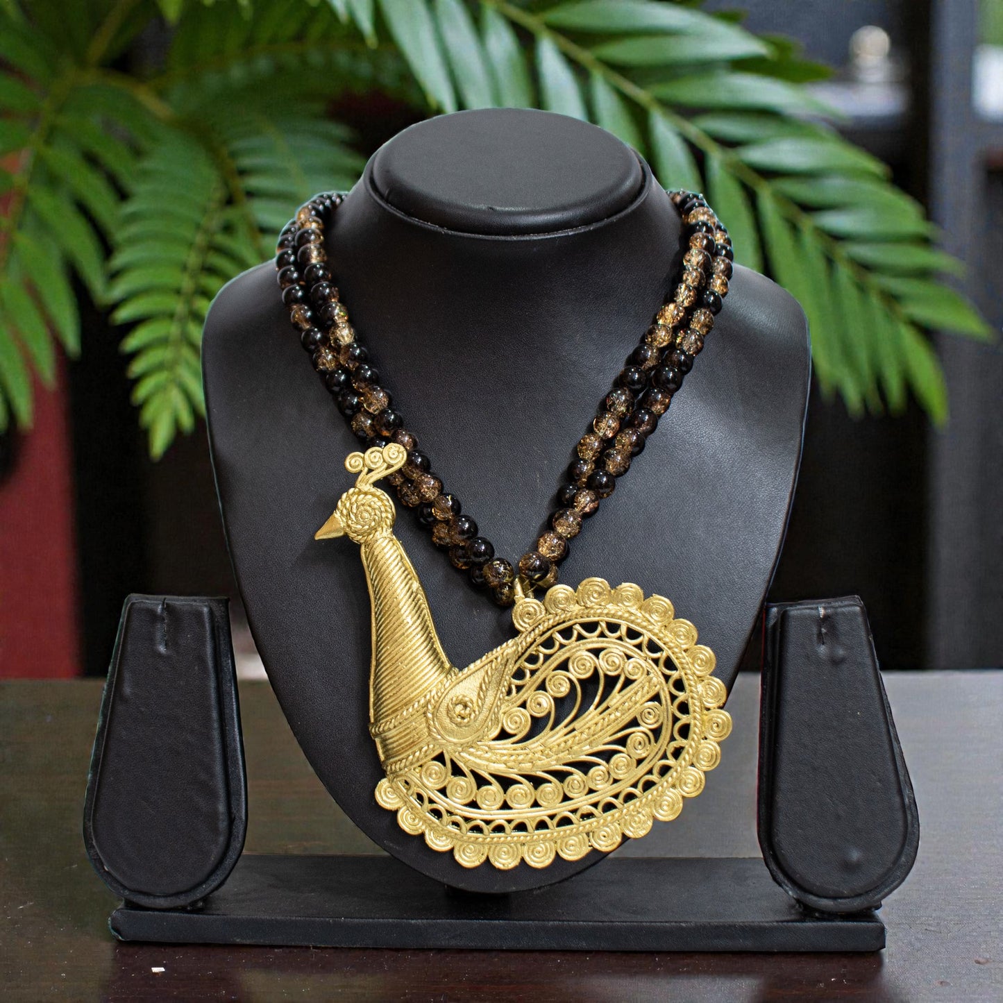 Handcrafted Dhokra Art Brass Metal Jewellery with Glass Beads for Women D83