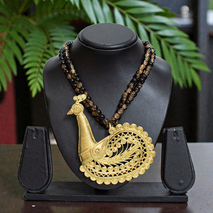 Handcrafted Dhokra Art Brass Metal Jewellery with Glass Beads for Women D83