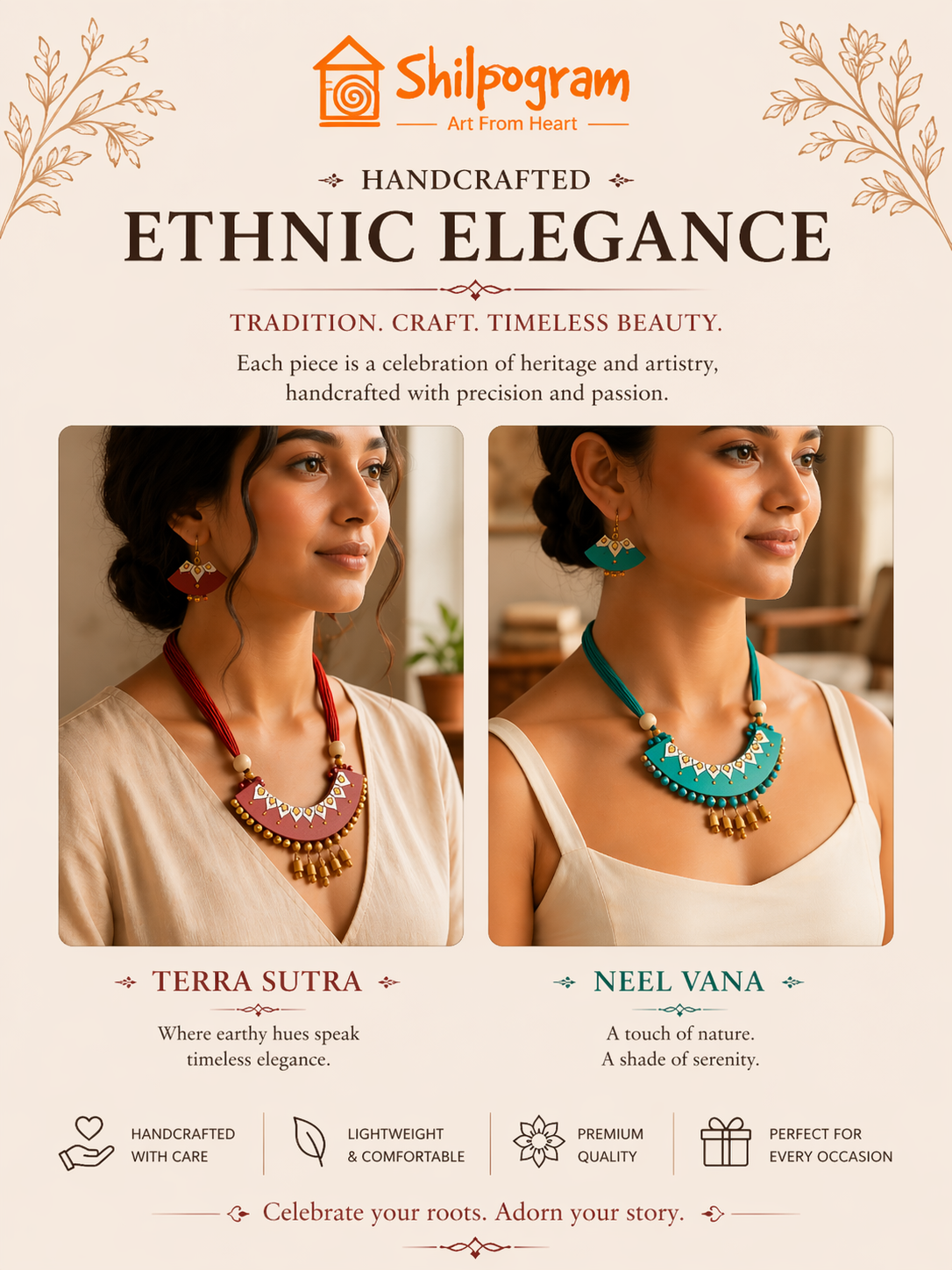 Handmade Terracotta Jewelry Set for Woman TRN107