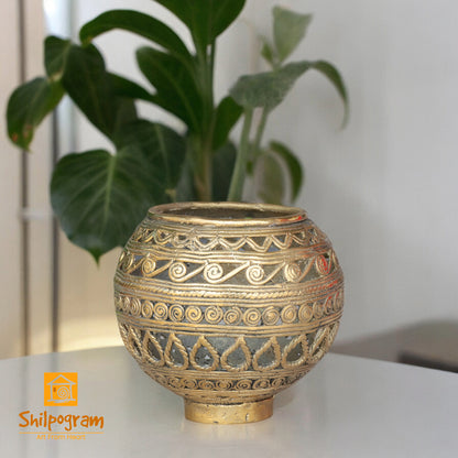 Dhokra Art Brass Metal Handcrafted Pen Stand || D74