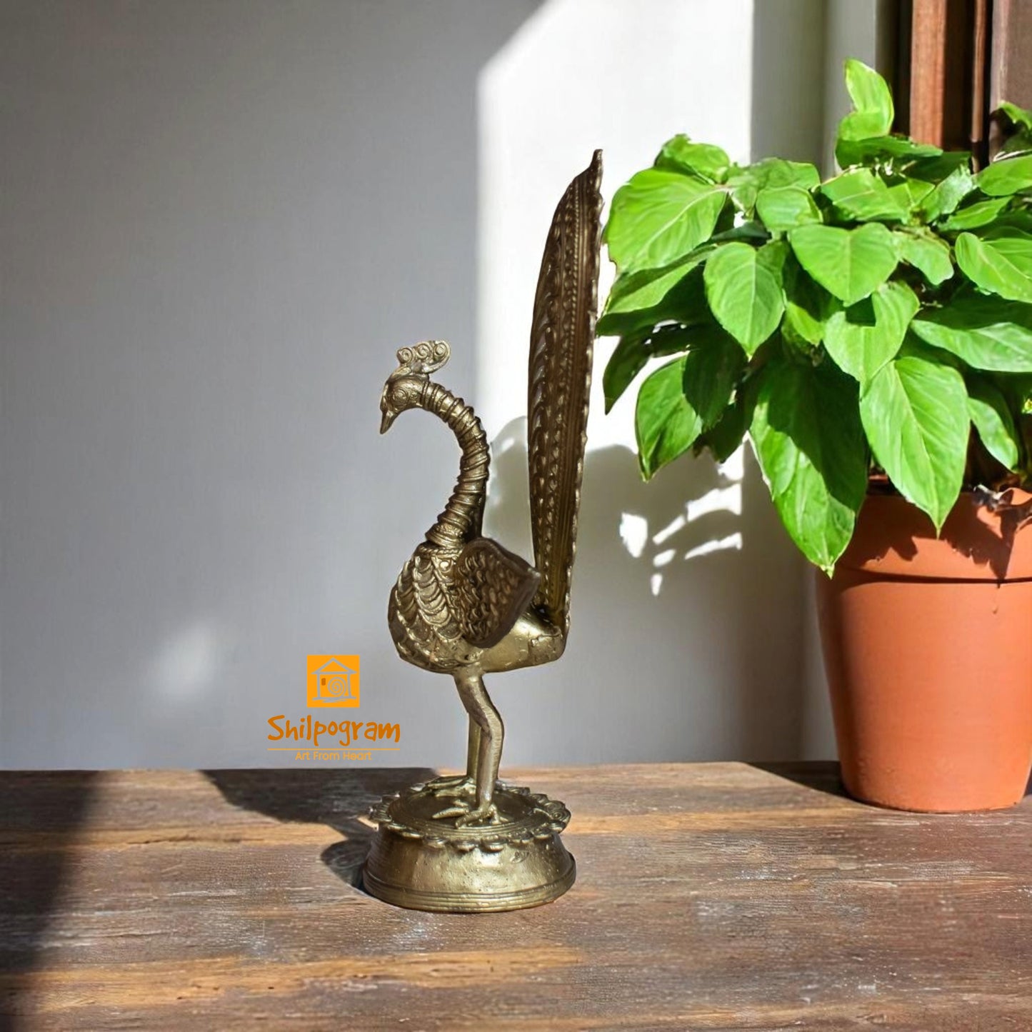 Dhokra Art Brass Metal Handcrafted Peacock for Desk Decor | Table Decor D58