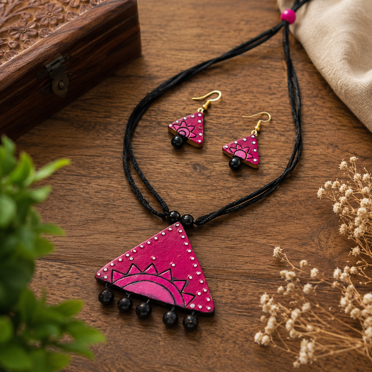 Handcrafted Terracotta Jewellery Set for Women | Indian Traditional Clay Necklace & Earrings | Ethnic Fashion Jewellery | TRN177