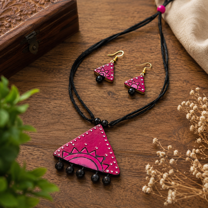 Handcrafted Terracotta Jewellery Set for Women | Indian Traditional Clay Necklace & Earrings | Ethnic Fashion Jewellery | TRN177