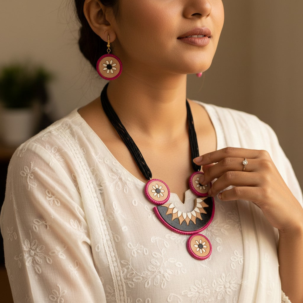 Handmade Terracotta Jewelry Set for Woman TRN108