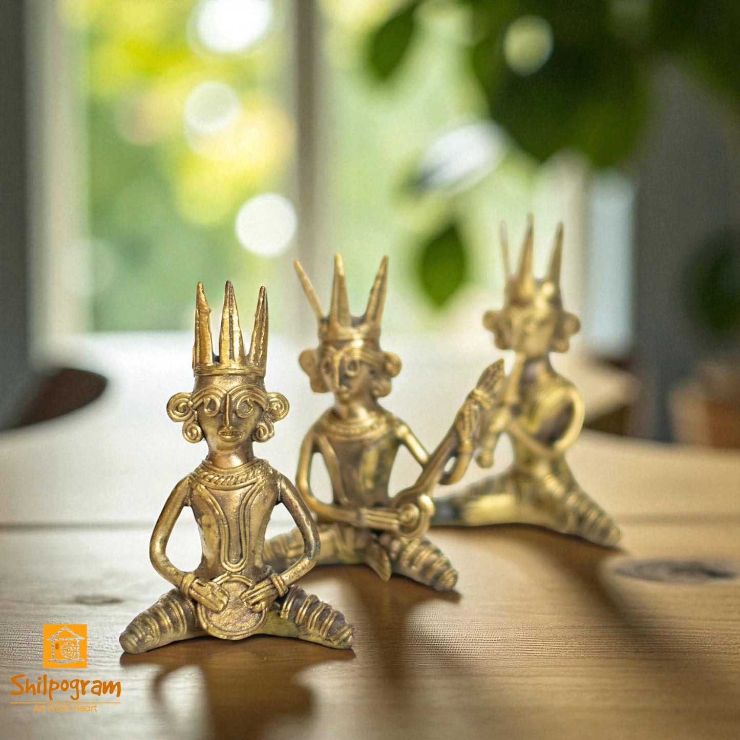 Dhokra Art Brass Metal Tribal Musician (Set of 3) || 3 inch || Decorative Showpiece for Home Decor | Desk Decor | Gift Item D125