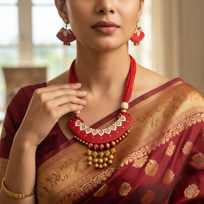 Handmade Terracotta Jewelry Set for Woman TRN107