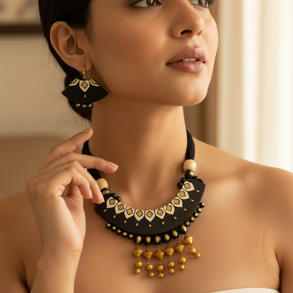 Handmade Terracotta Jewelry Set for Woman TRN107