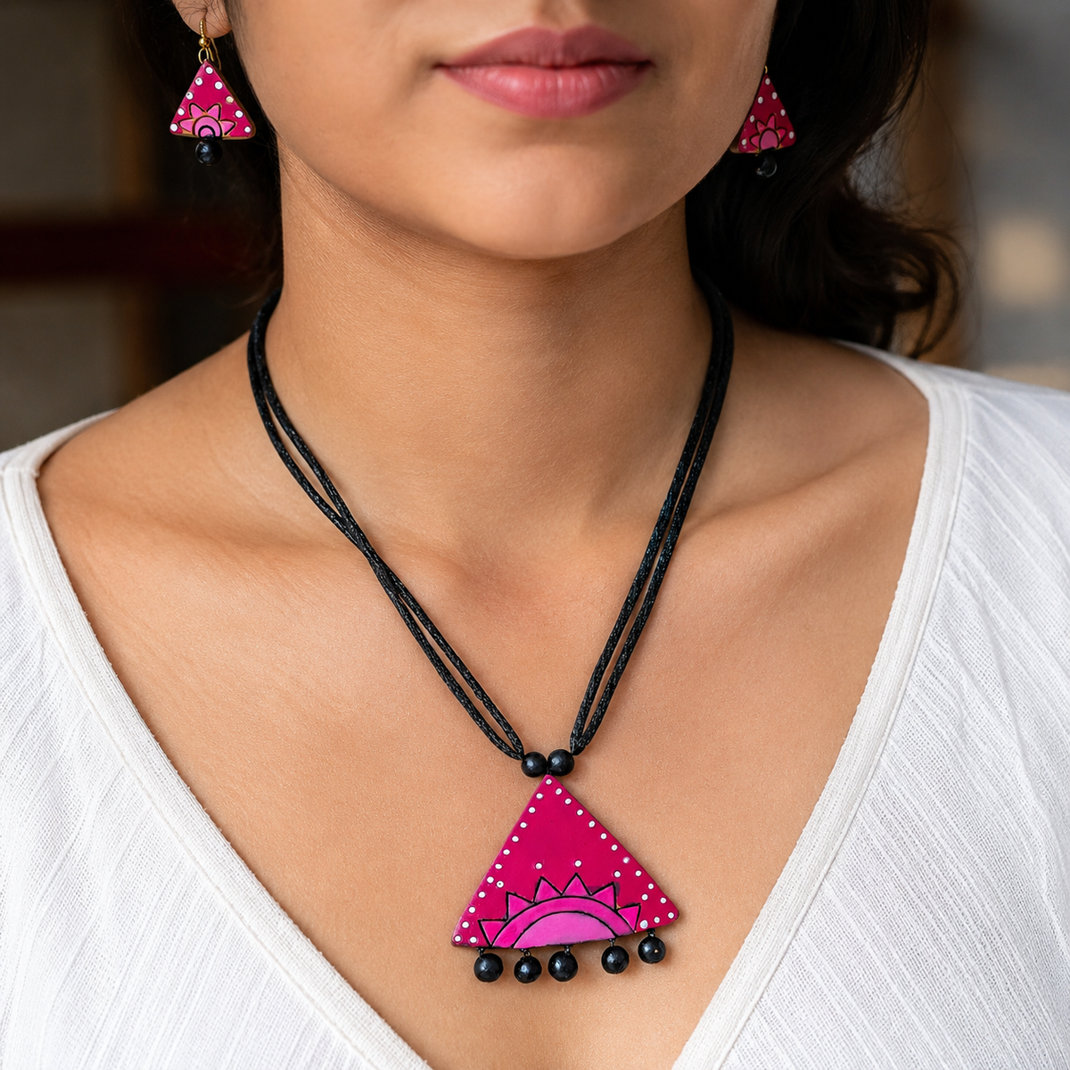 Handcrafted Terracotta Jewellery Set for Women | Indian Traditional Clay Necklace & Earrings | Ethnic Fashion Jewellery | TRN177
