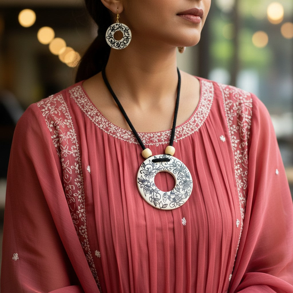 Handmade Terracotta Jewelry Set for Women TRN162