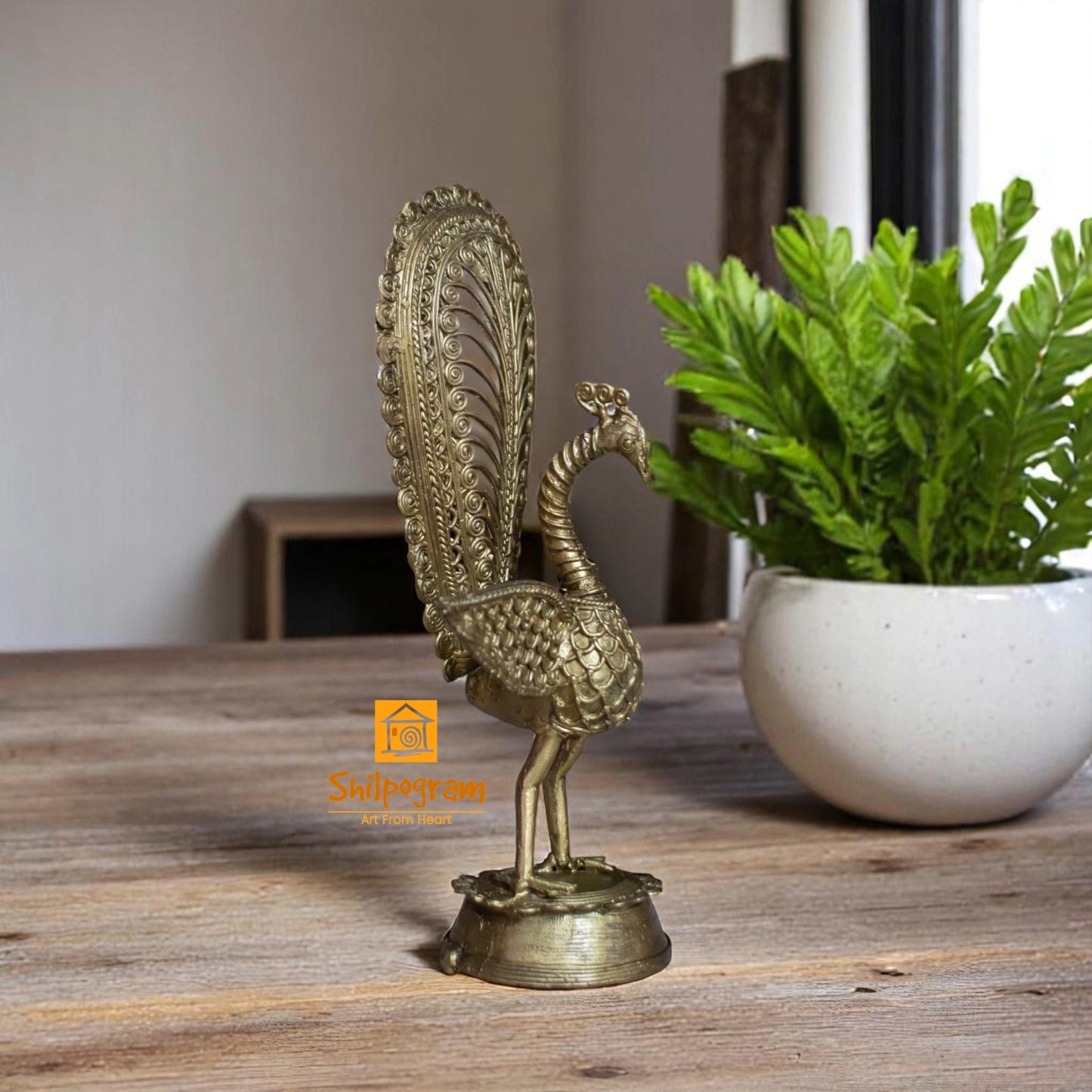 Dhokra Art Brass Metal Handcrafted Peacock for Desk Decor | Table Decor D58