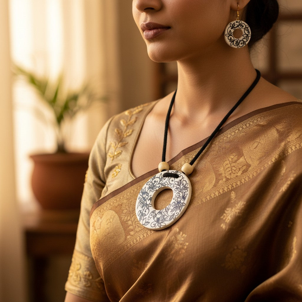 Handmade Terracotta Jewelry Set for Women TRN162