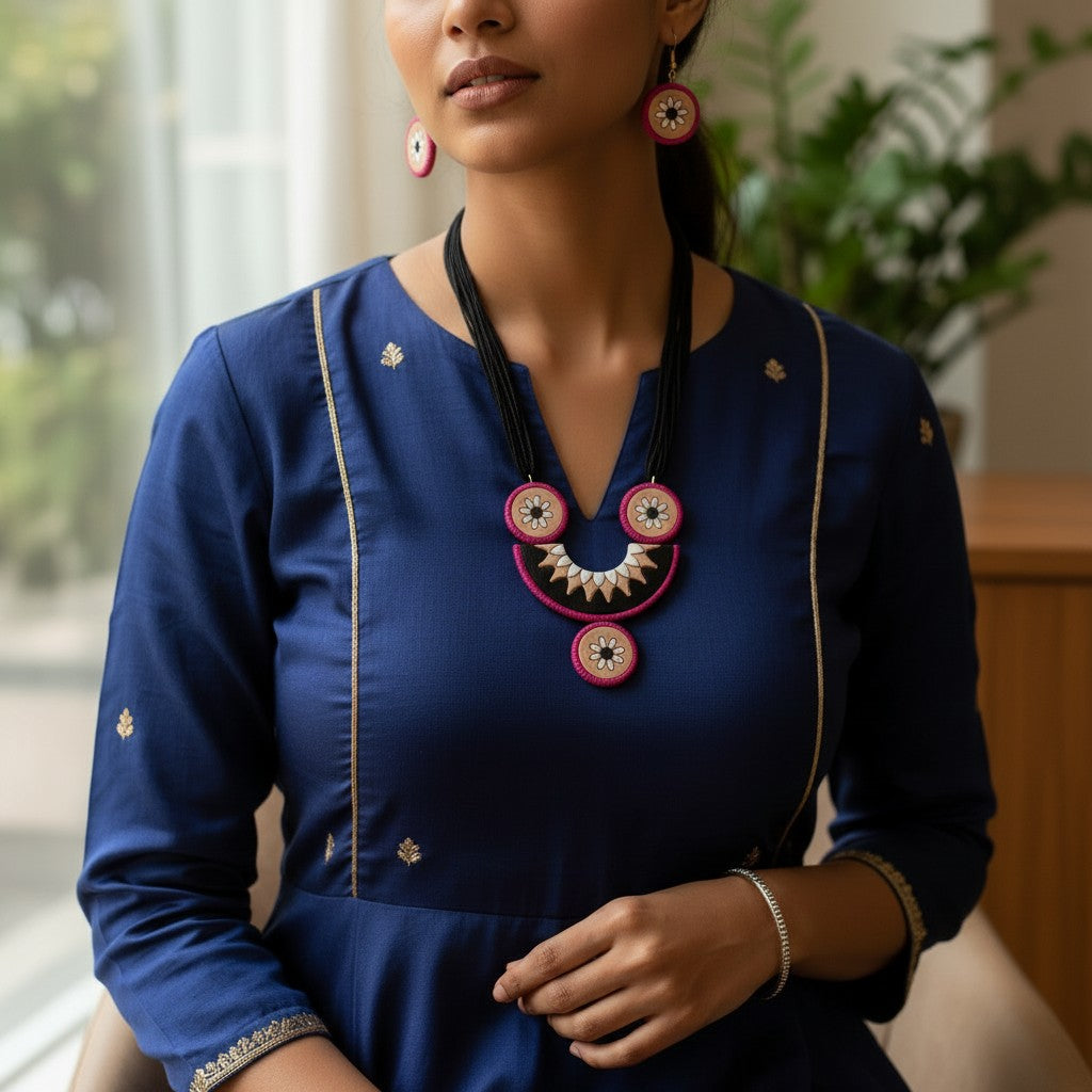 Handmade Terracotta Jewelry Set for Woman TRN108