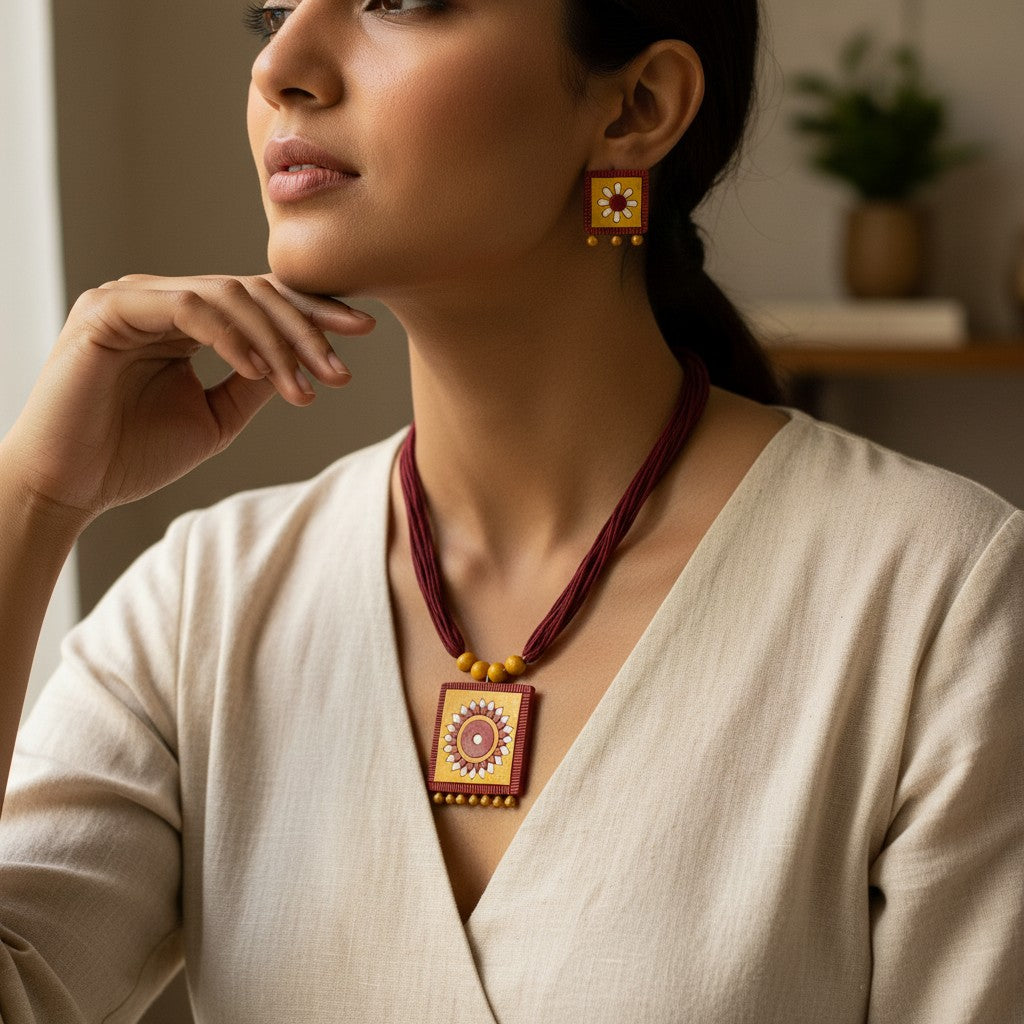 Handmade Terracotta Jewelry Set for Woman TRN115