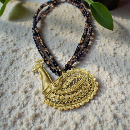 Handcrafted Dhokra Art Brass Metal Jewellery with Glass Beads for Women D83