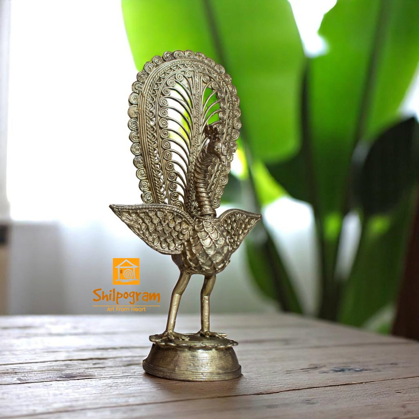 Dhokra Art Brass Metal Handcrafted Peacock for Desk Decor | Table Decor D58