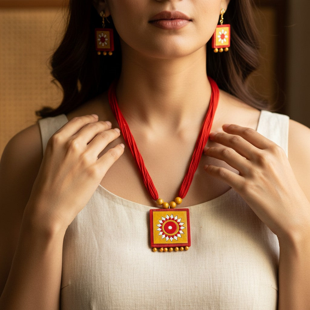 Handmade Terracotta Jewelry Set for Woman TRN115