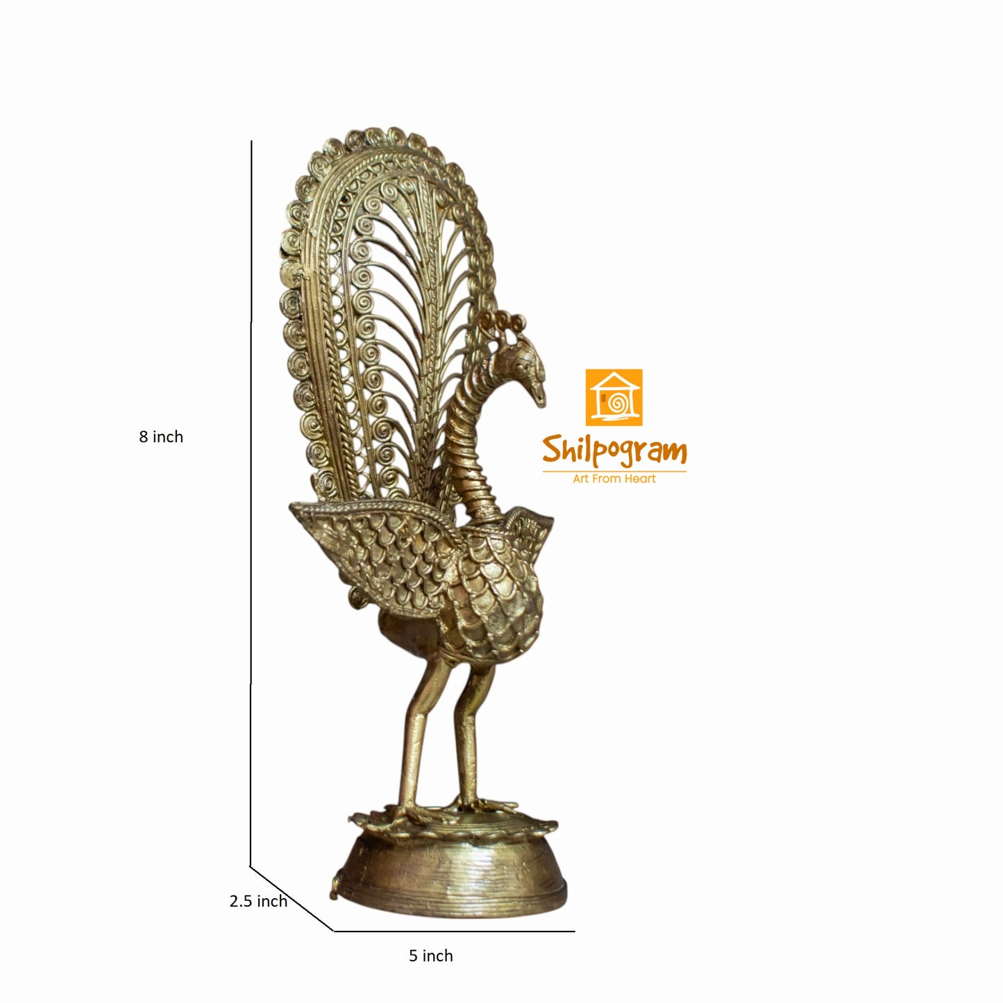 Dhokra Art Brass Metal Handcrafted Peacock for Desk Decor | Table Decor D58