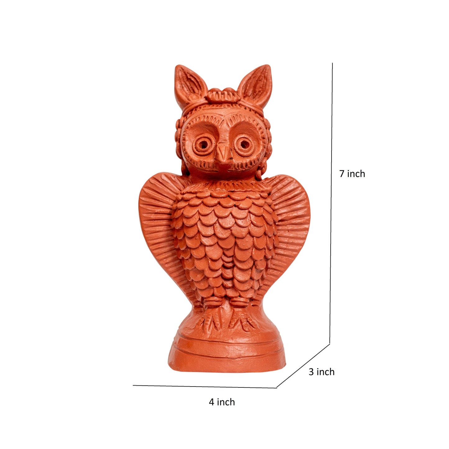 SHILPOGRAM Handcrafted Bankura Terracotta Owl | Traditional Handmade Decorative Showpiece | Ethnic Home Décor & Gift Item | 7 Inch |