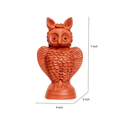 SHILPOGRAM Handcrafted Bankura Terracotta Owl | Traditional Handmade Decorative Showpiece | Ethnic Home Décor & Gift Item | 7 Inch |